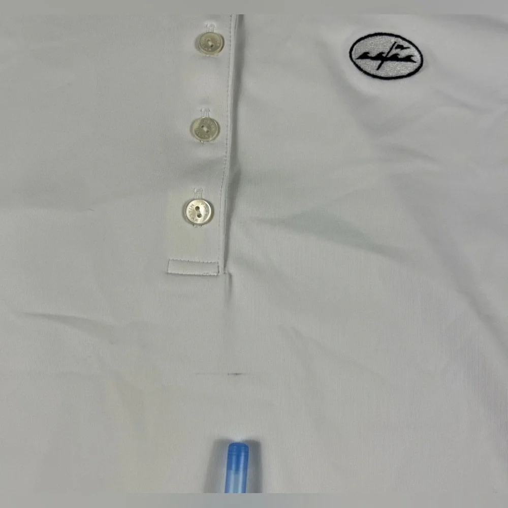 Peter Millar Women Golf Shirt Polo Chest Logo Large White Polyester BLEMISH - Picture 2 of 5